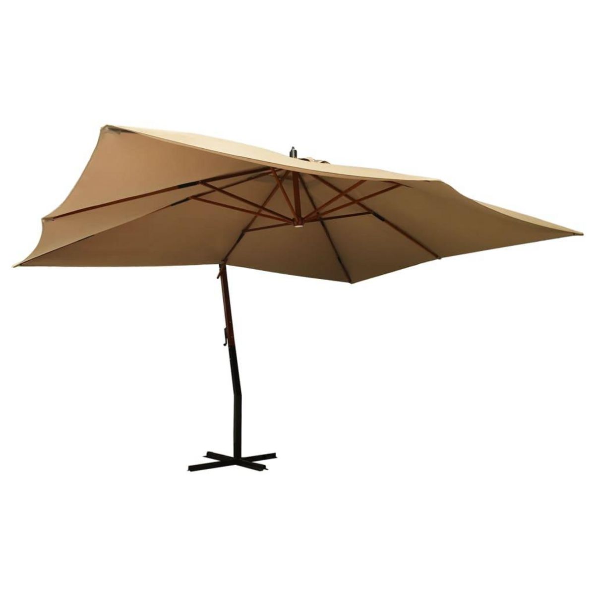 VIDAXL Parasol de jardin en porte-a-faux avec mat en bois taupe