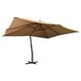 Voir la diapositive 1 : VIDAXL Parasol de jardin en porte-a-faux avec mat en bois taupe