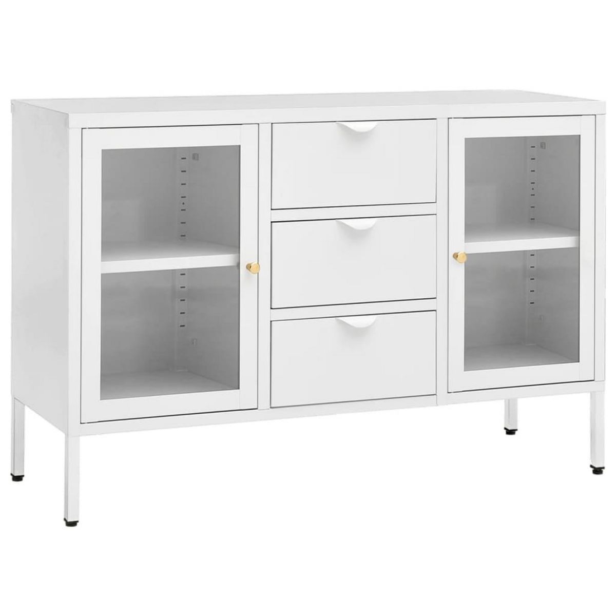 VIDAXL Buffet Blanc 105x35x70 cm Acier et verre trempe