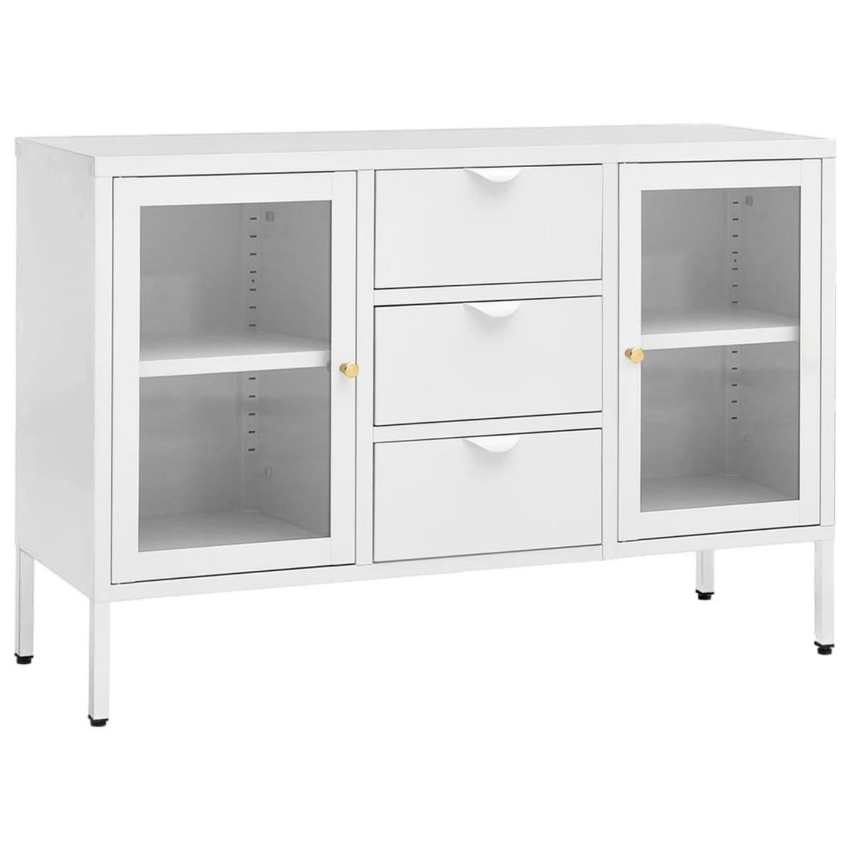VIDAXL Buffet Blanc 105x35x70 cm Acier et verre trempe