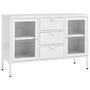 Voir la diapositive 2 : VIDAXL Buffet Blanc 105x35x70 cm Acier et verre trempe