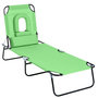 Voir la diapositive 1 : OUTSUNNY Bain de soleil pliable transat inclinable 4 positions chaise longue de lecture 3 coussins fournis vert