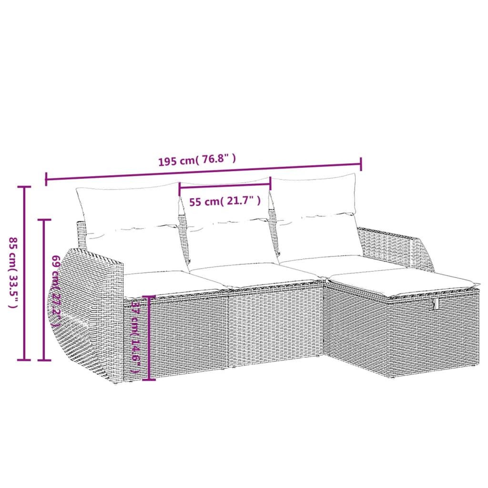 Voir la diapositive 4 : VIDAXL Salon de jardin 4 pcs avec coussins noir resine tressee