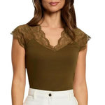 MORGAN T Shirt  Femme Morgan Dentelle Deli. Coloris disponibles : Vert