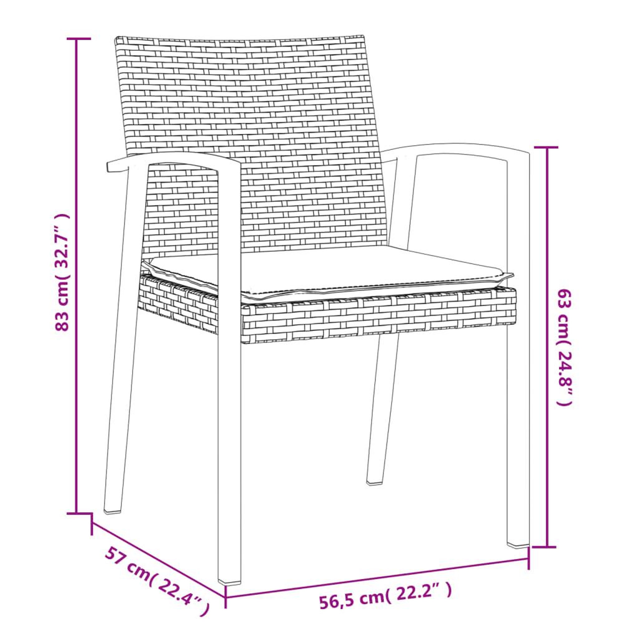 Voir la diapositive 6 : VIDAXL Chaises de jardin coussins lot de 2 marron 56,5x57x83 cm rotin