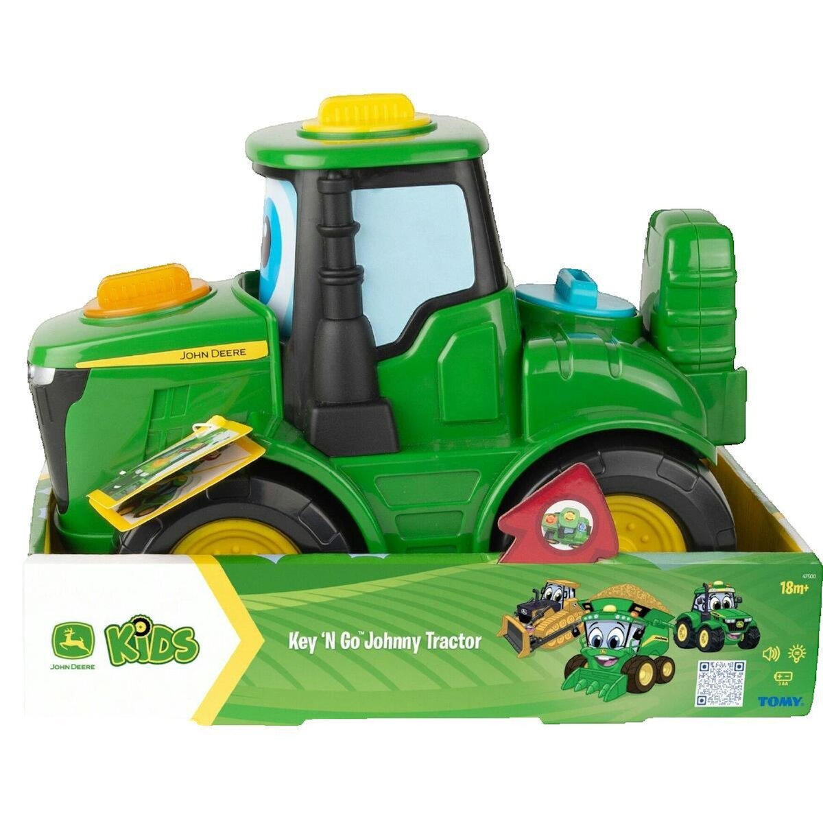 TOM Jouet Tomy Tracteur interactif Johnny Key & Go vert
