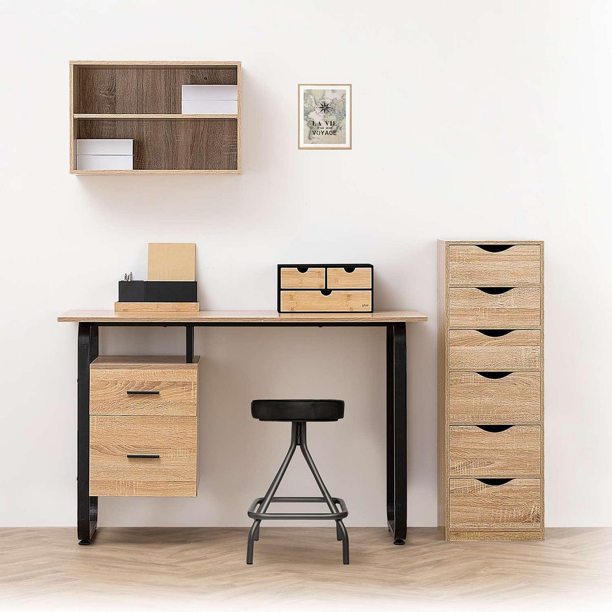 FIVE Bureau avec caisson en bois - Marron