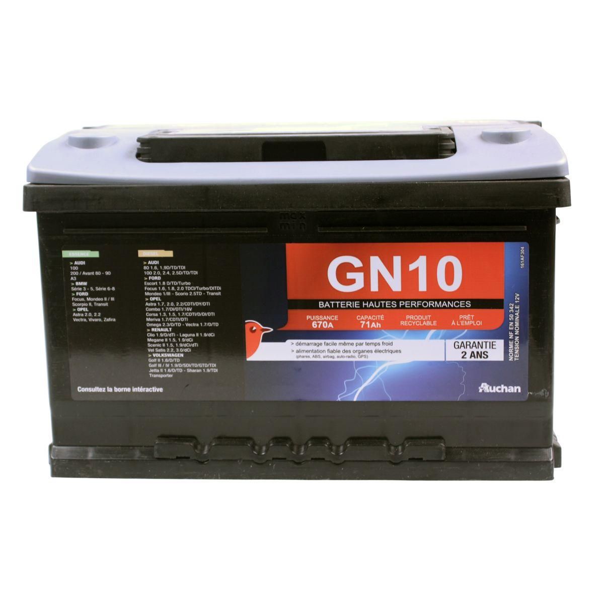 AUCHAN Batterie pour voiture GN10 540A 65Ah 