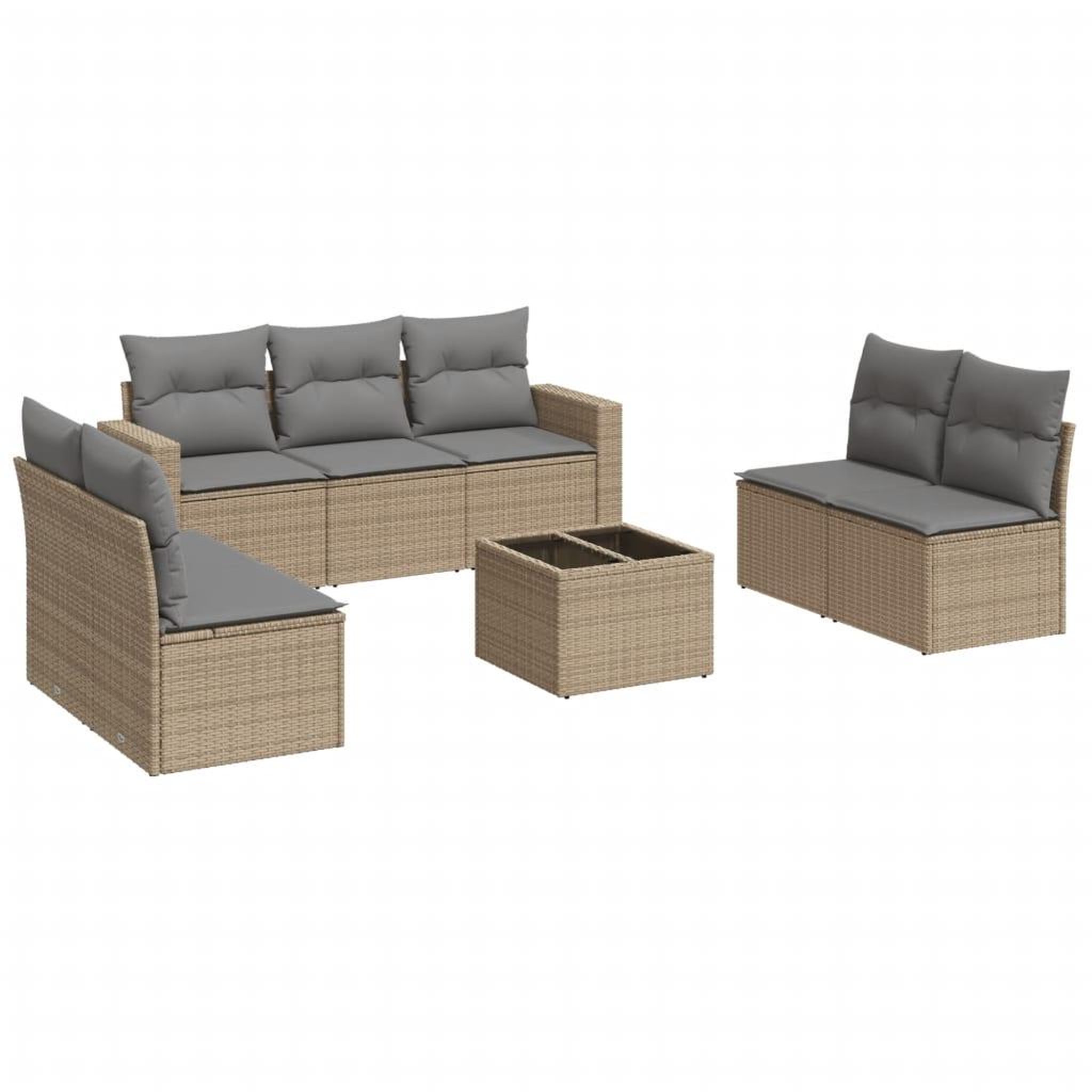 Voir la diapositive 2 : VIDAXL Salon de jardin avec coussins 8 pcs beige resine tressee