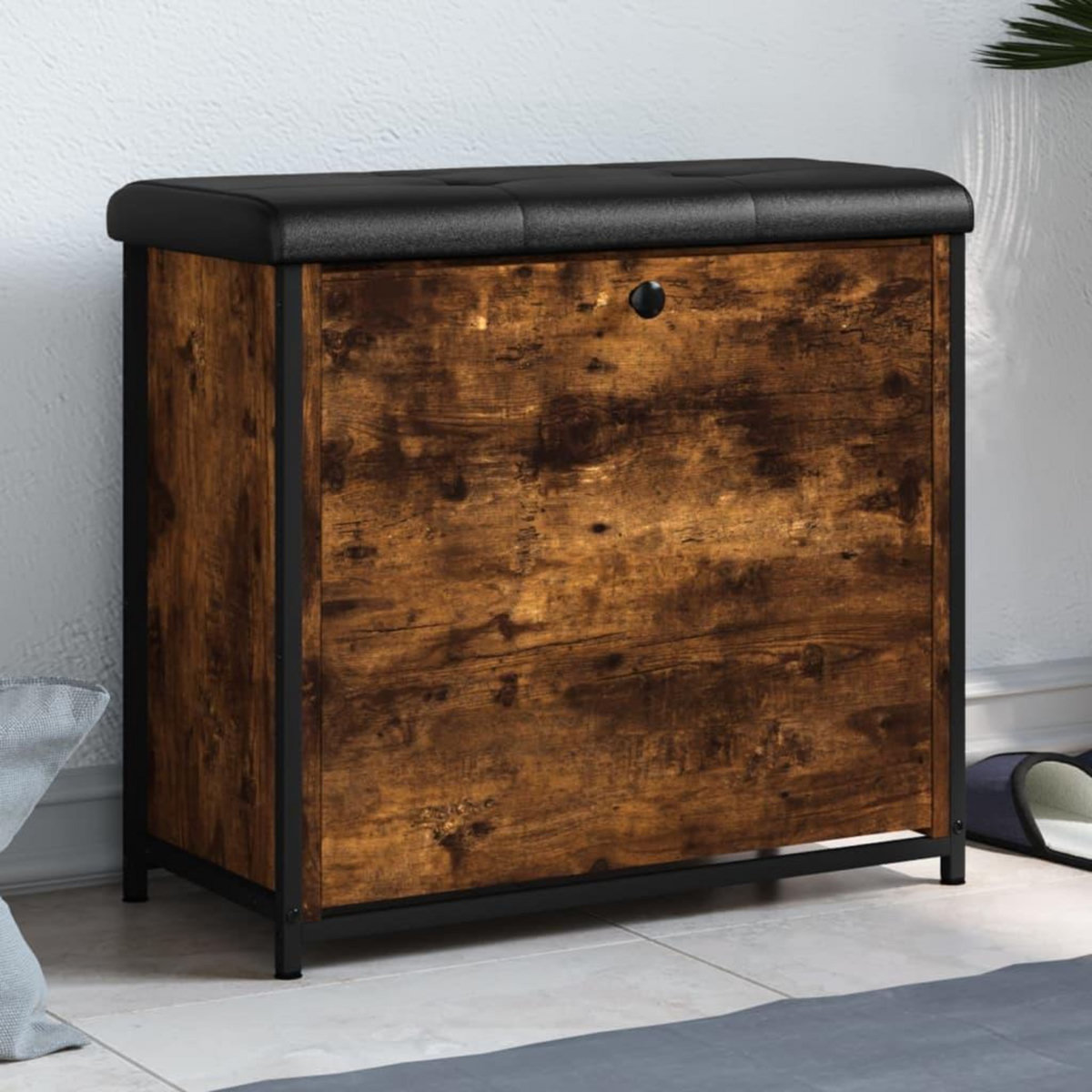 VIDAXL Banc a chaussures avec tiroir rabattable chene fume 62x32x56 cm