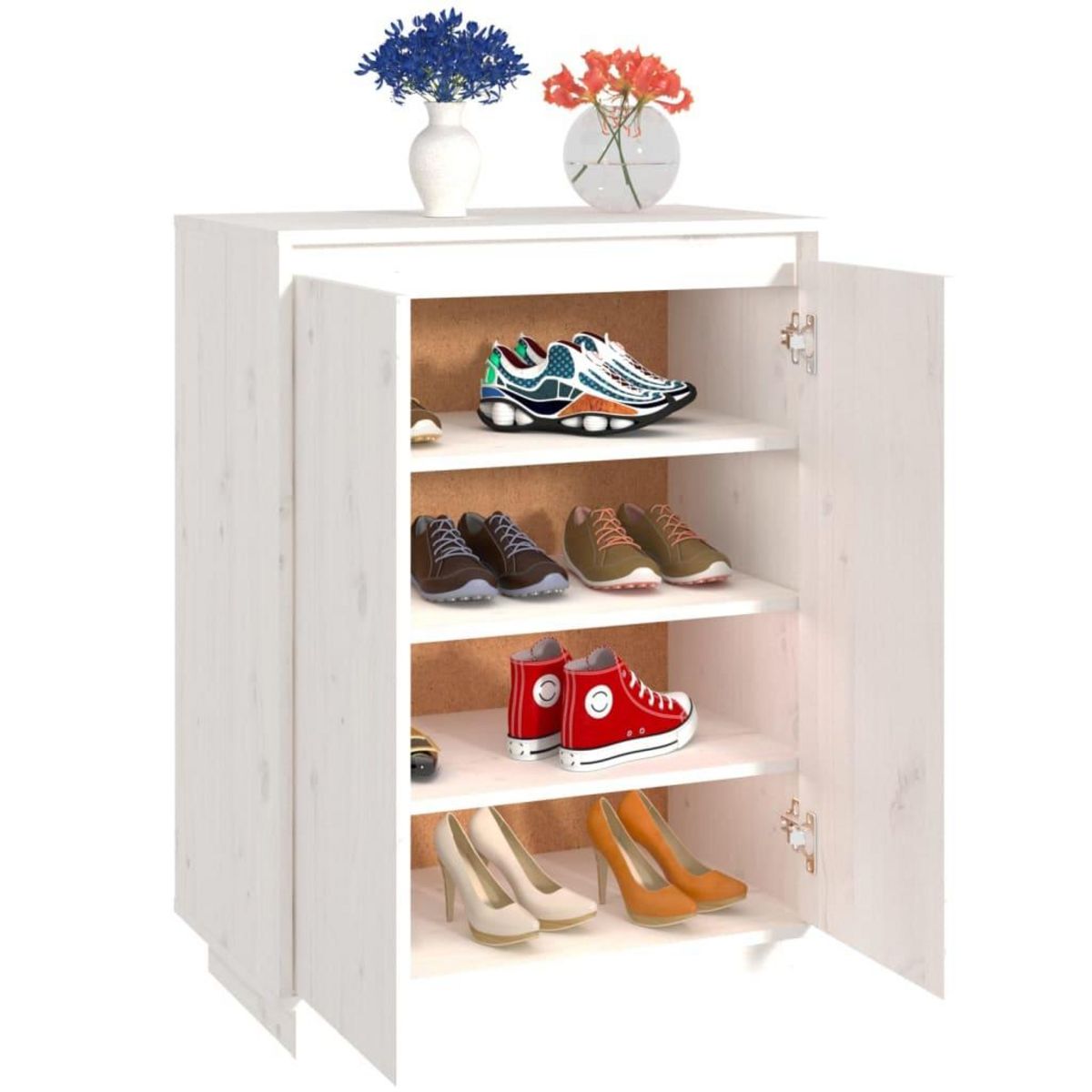 VIDAXL Armoire a chaussures Blanc 60x35x80 cm Bois de pin massif