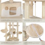 Voir la diapositive 4 : tectake Arbre à chat 201 cm avec griffoir et plateforme d'escalade beige/blanc