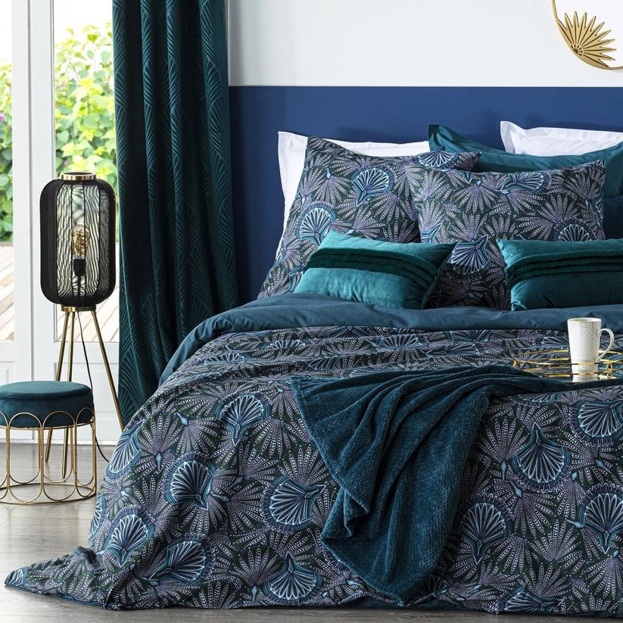 Voir la diapositive 1 : ATMOSPHERA Housse de couette 240x220 Eventail + 2 taies 100% coton 57 fils