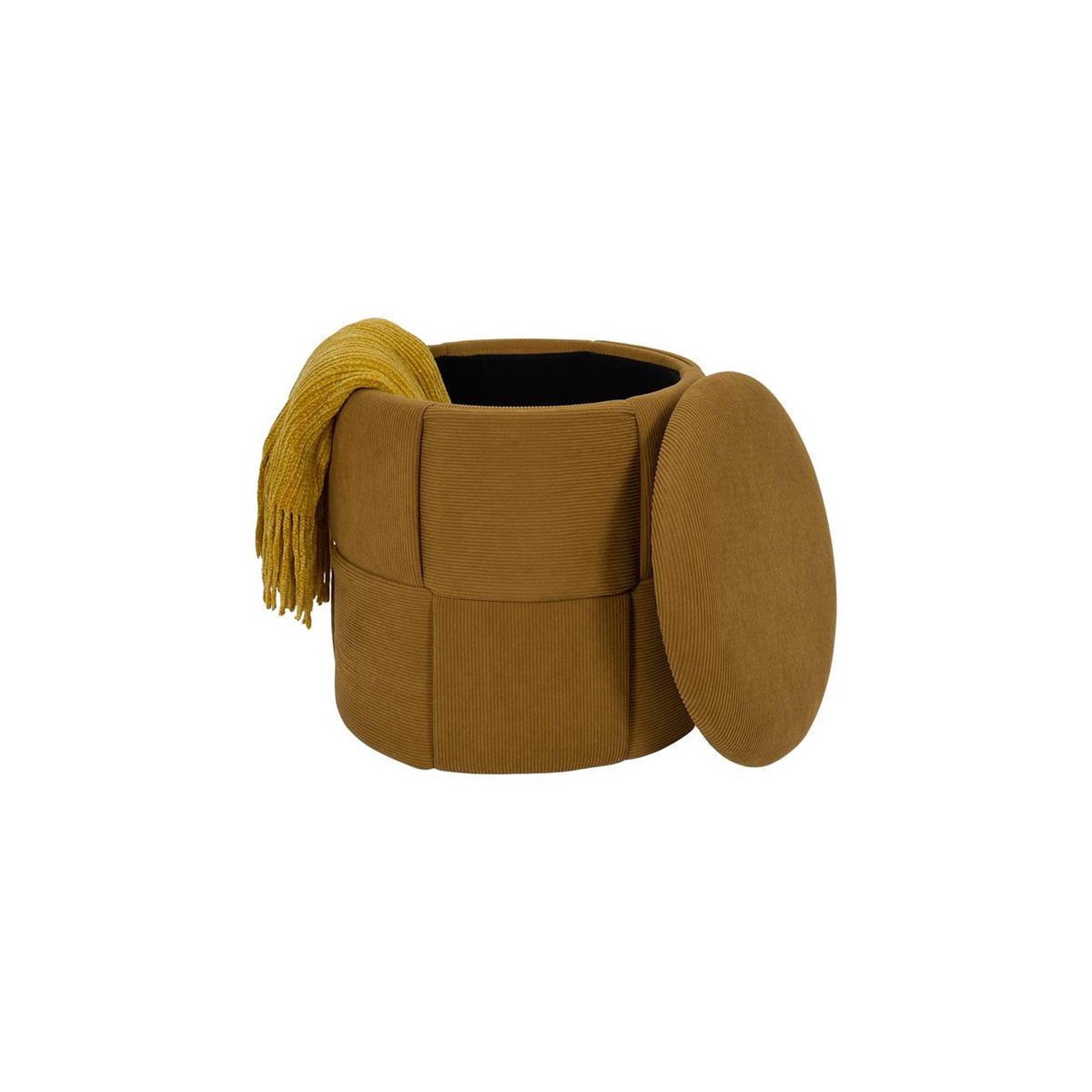 Voir la diapositive 3 : The Home Deco Factory Pouf Coffre Tressé Côtelé  Jules  38cm Jaune
