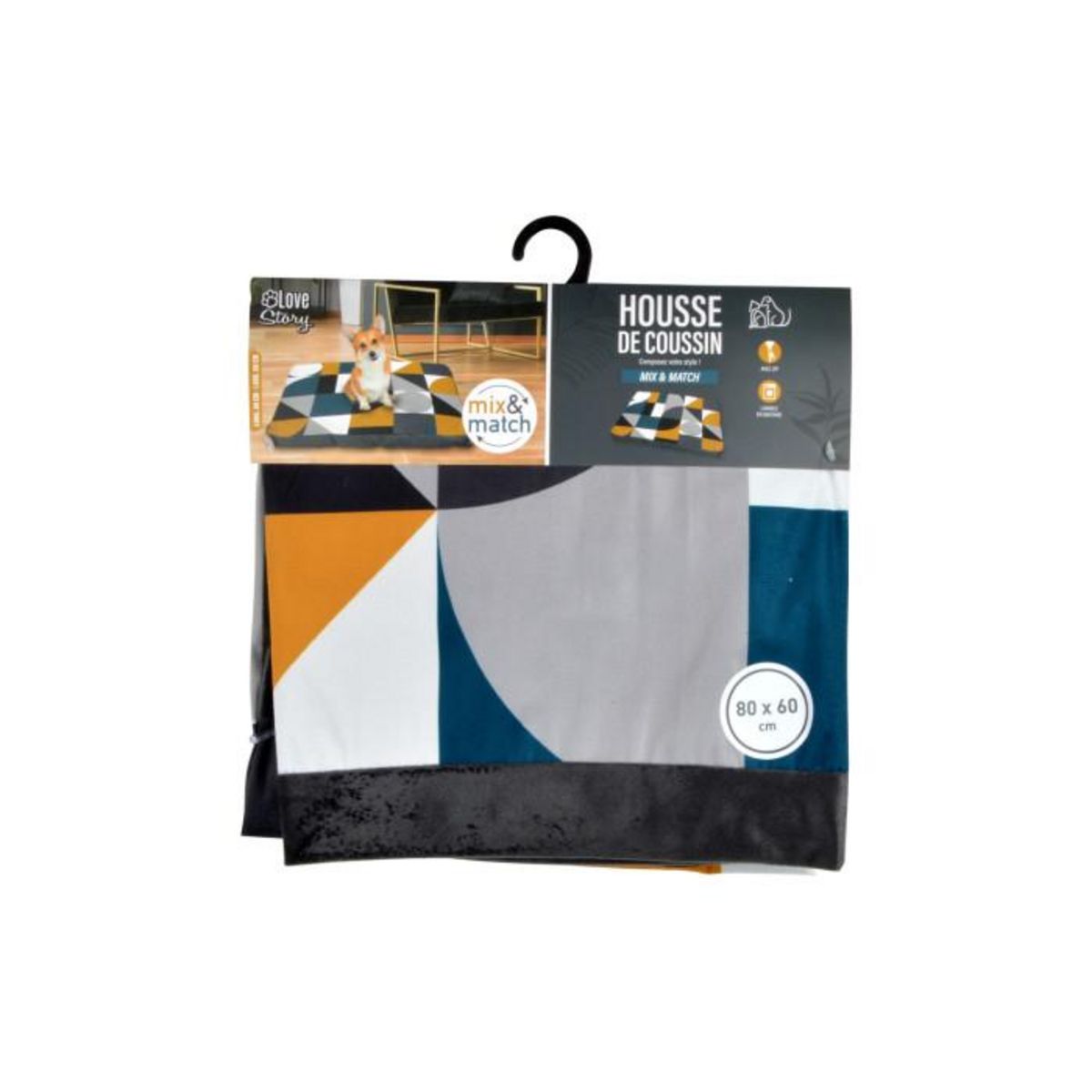 Paris Prix Housse de Coussin pour Chien & Chat  Géo  80cm Anthracite