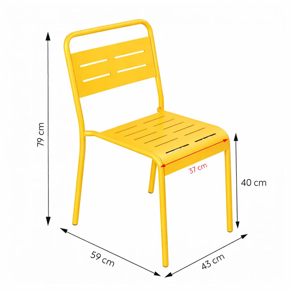 CONCEPT USINE Ensemble table de jardin 120 cm et 4 chaises jaune BERGAME
