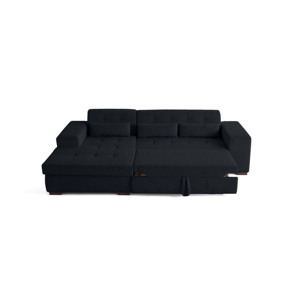 LISA DESIGN Vermont - canapé d'angle gauche - 4 places - convertible avec coffre - en velours côtelé