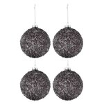 Paris Prix Lot de 4 Boules de Noël  Paillettes  10cm Anthracite