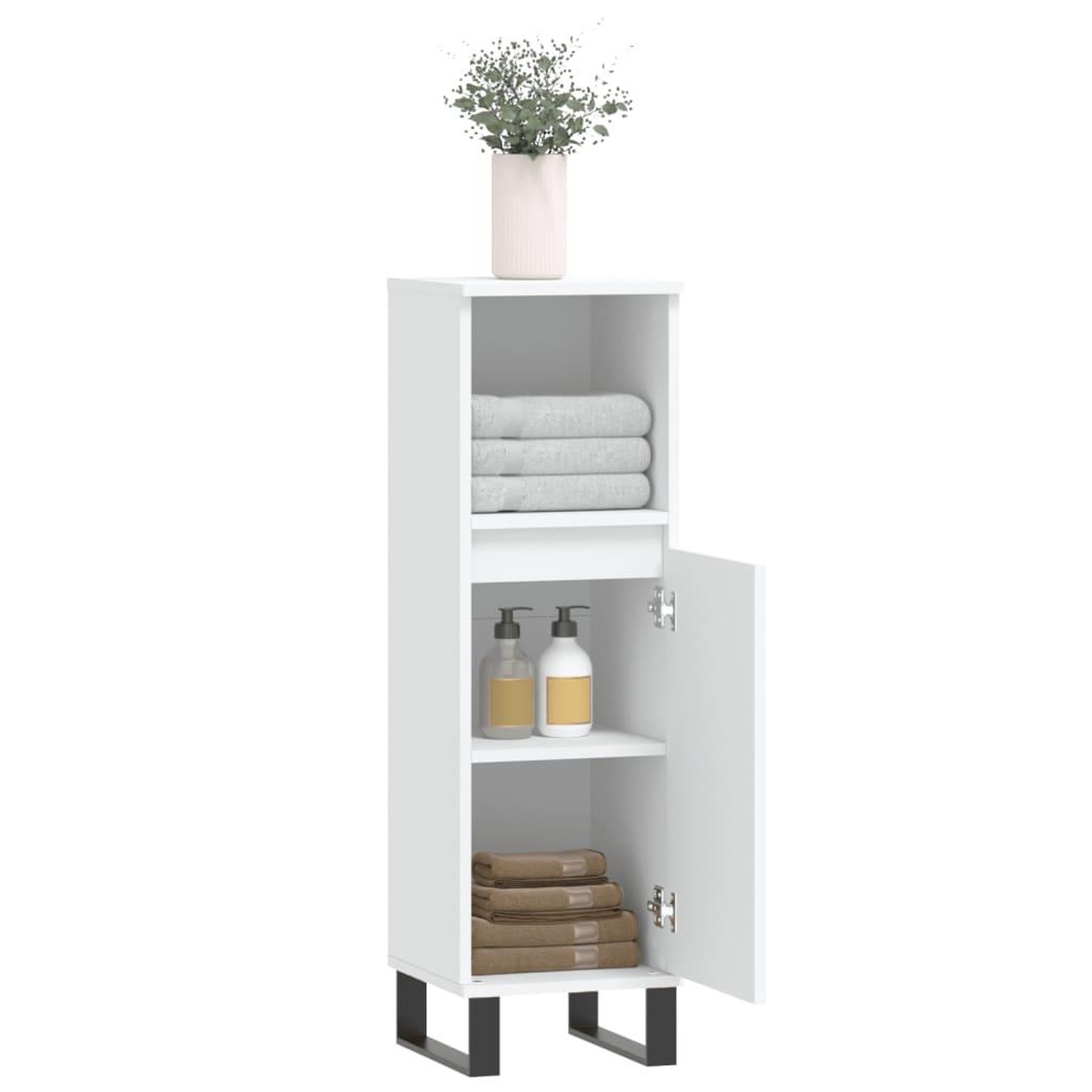 Voir la diapositive 4 : VIDAXL Armoire de salle de bain blanc 30x30x100 cm bois d'ingenierie