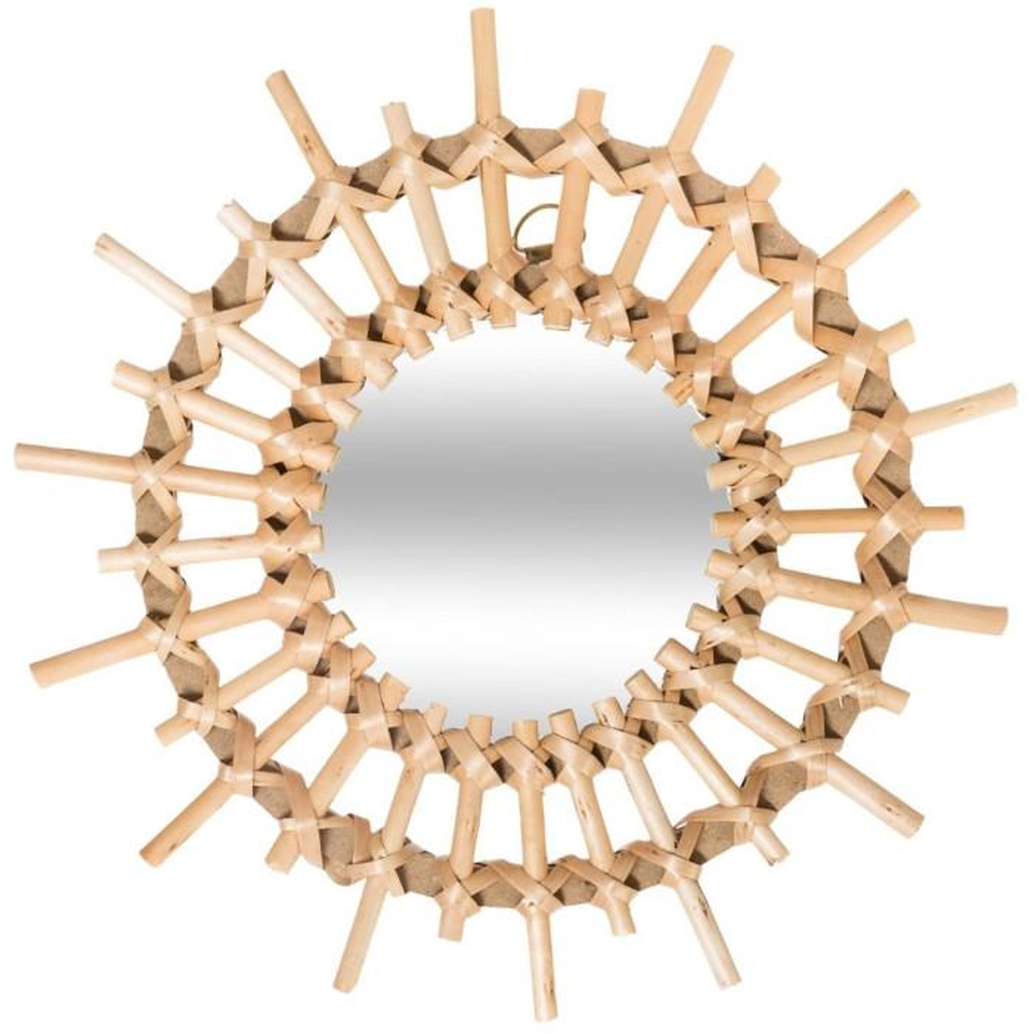 Voir la diapositive 3 : ATMOSPHERA Lot de 3 Miroirs Muraux Rotin  Soleil  28cm Beige