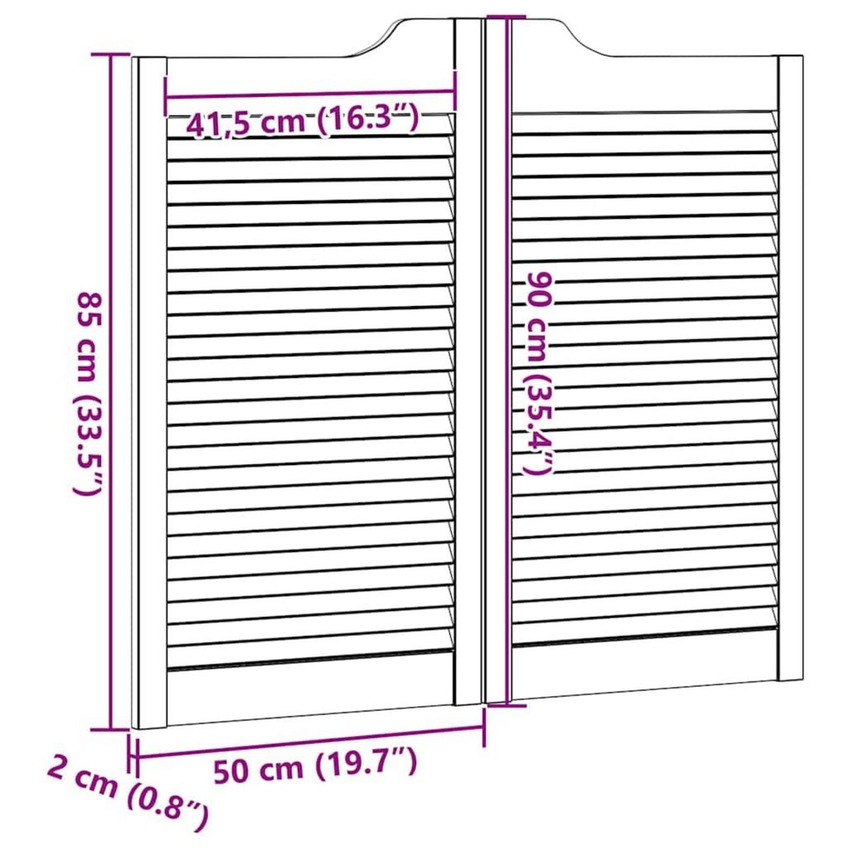 VIDAXL Portes battantes a persiennes 1paire 90x100 cm bois massif Pin