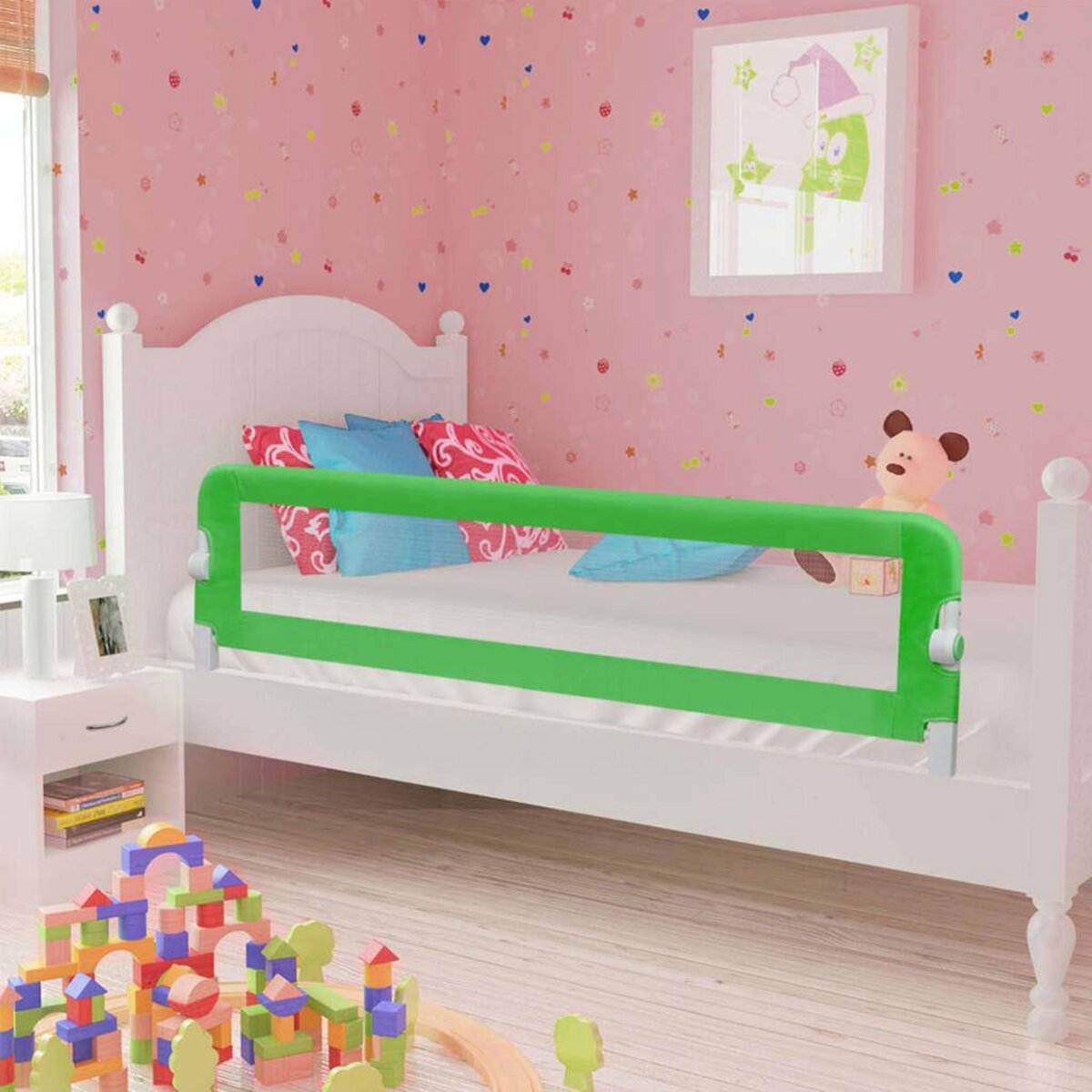 VIDAXL Barriere de securite de lit d'enfant Vert 120x42 cm Polyester