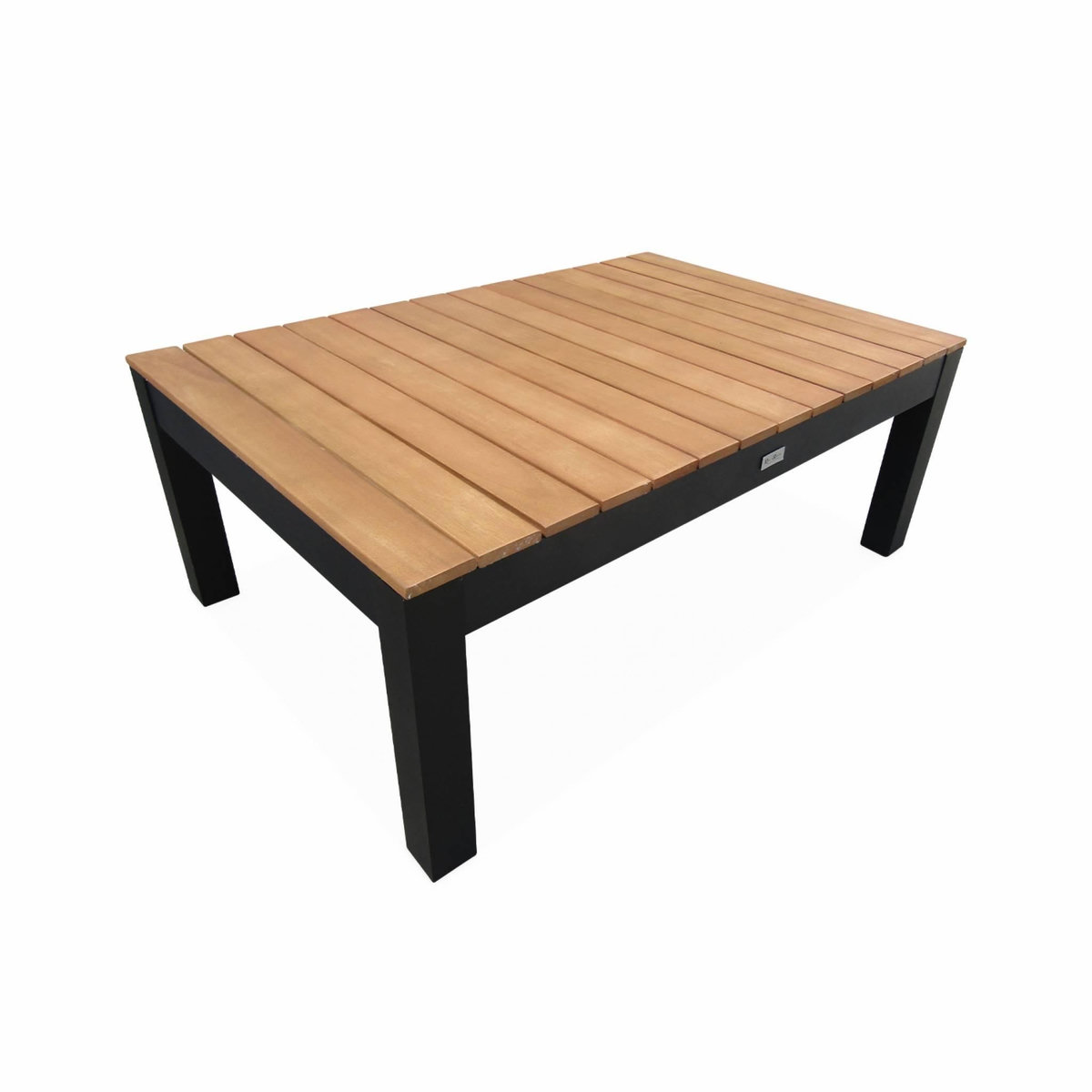 SWEEEK Salon de jardin 5 places en aluminium et eucalyptus – NAZCA