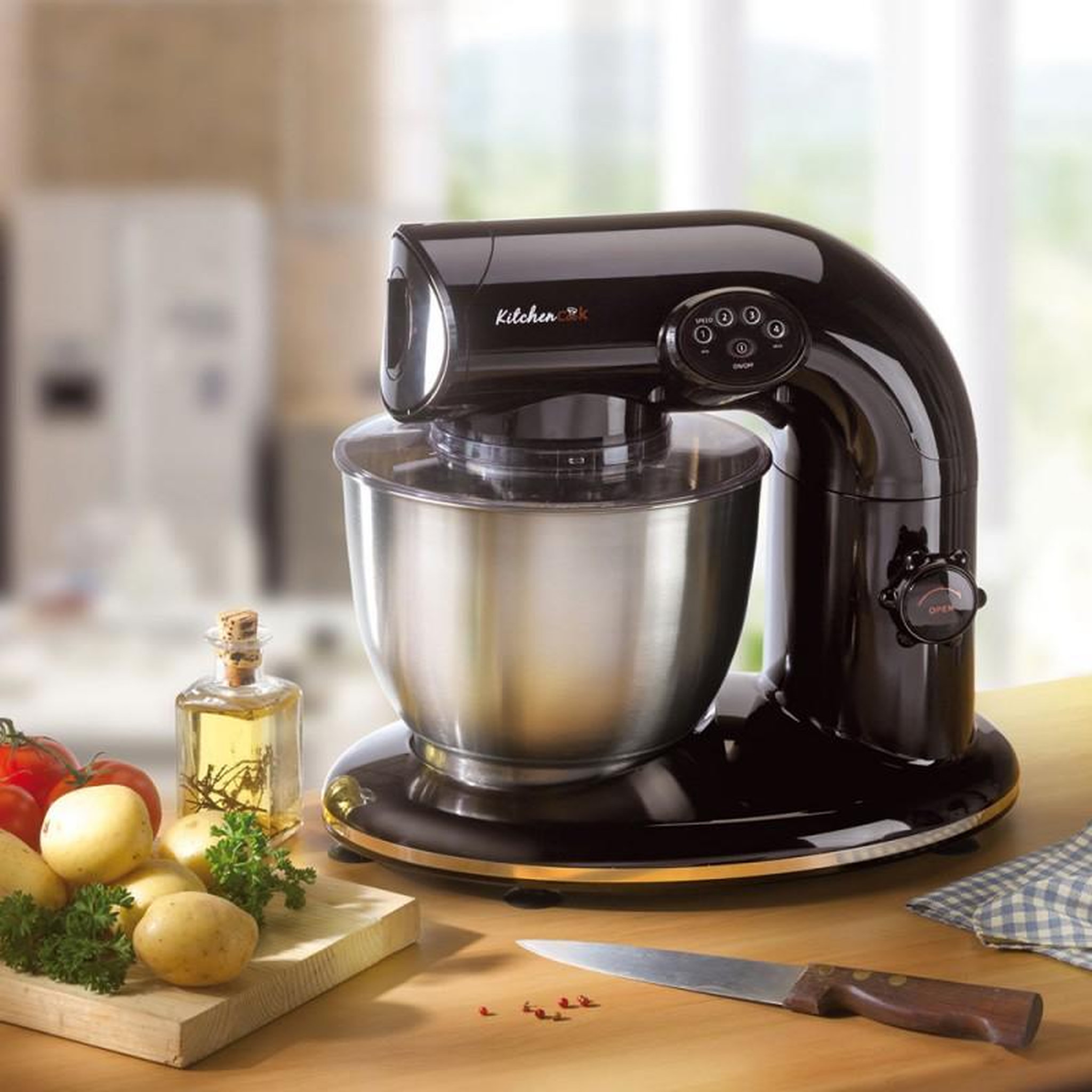 Voir la diapositive 2 : KITCHENCOOK Kitchencook - robot pâtissier ak80_black - 1000 w 5 l - kit pâtisserie