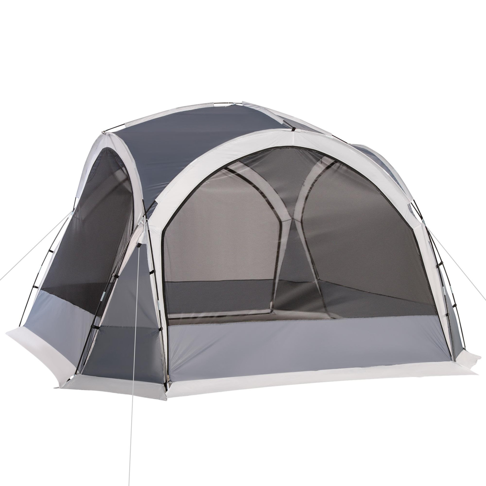 Voir la diapositive 1 : OUTSUNNY Tente de camping dôme familiale 6-8 personnes - 4 portes en filet zippées, tissu oxford amovible, crochet lampe, sac de transport - dim. 350l x 350l x 230h cm - blanc gris