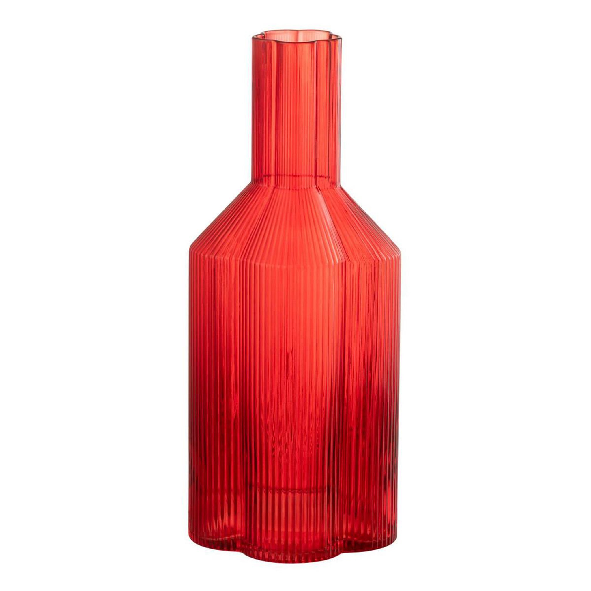 J-LINE Carafe en verre  fiole  27cm rouge