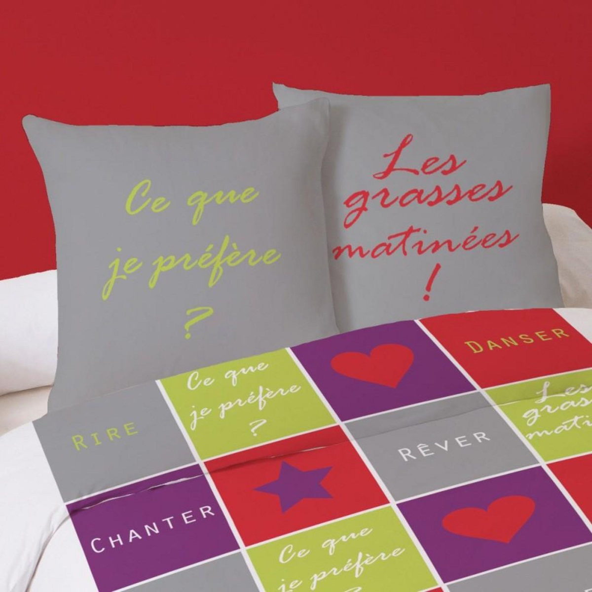 Dourev Housse de couette 240x220 GRASSE MAT + 2 taies 100% coton