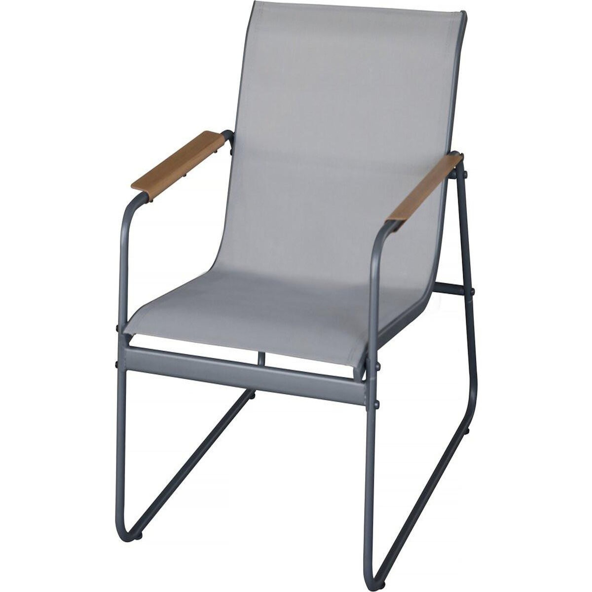 Habitat et Jardin Salon de jardin en métal avec décor imitation bois  Sparta  - 4 places - Gris clair