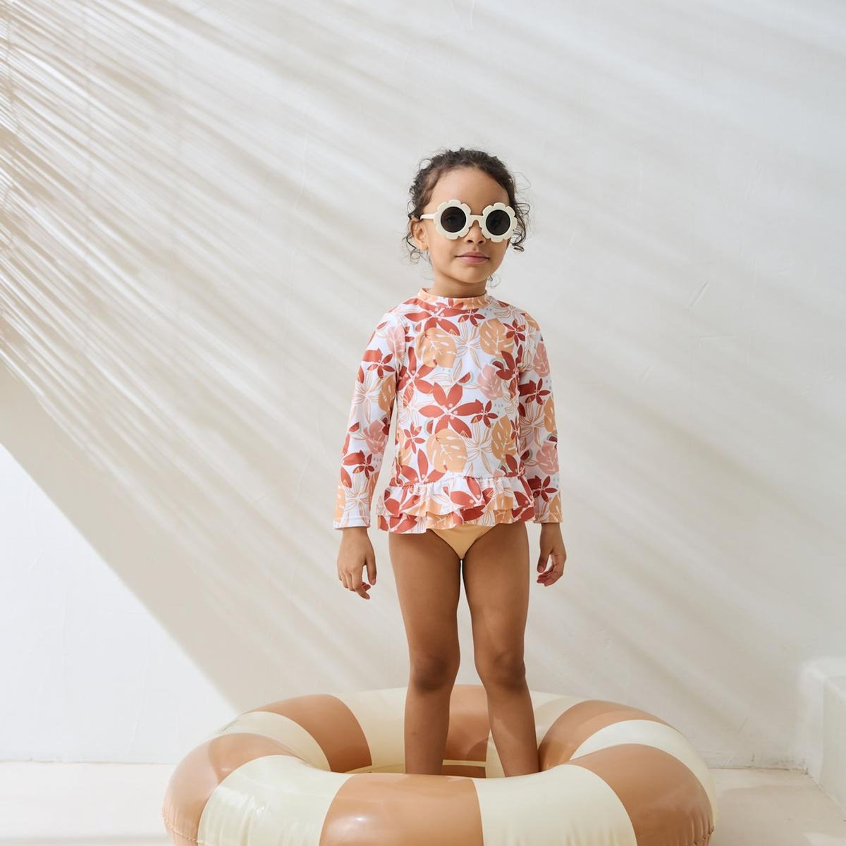 Petit Béguin Maillot de bain bébé 2 pièces t-shirt de protection UV et culotte Cassis