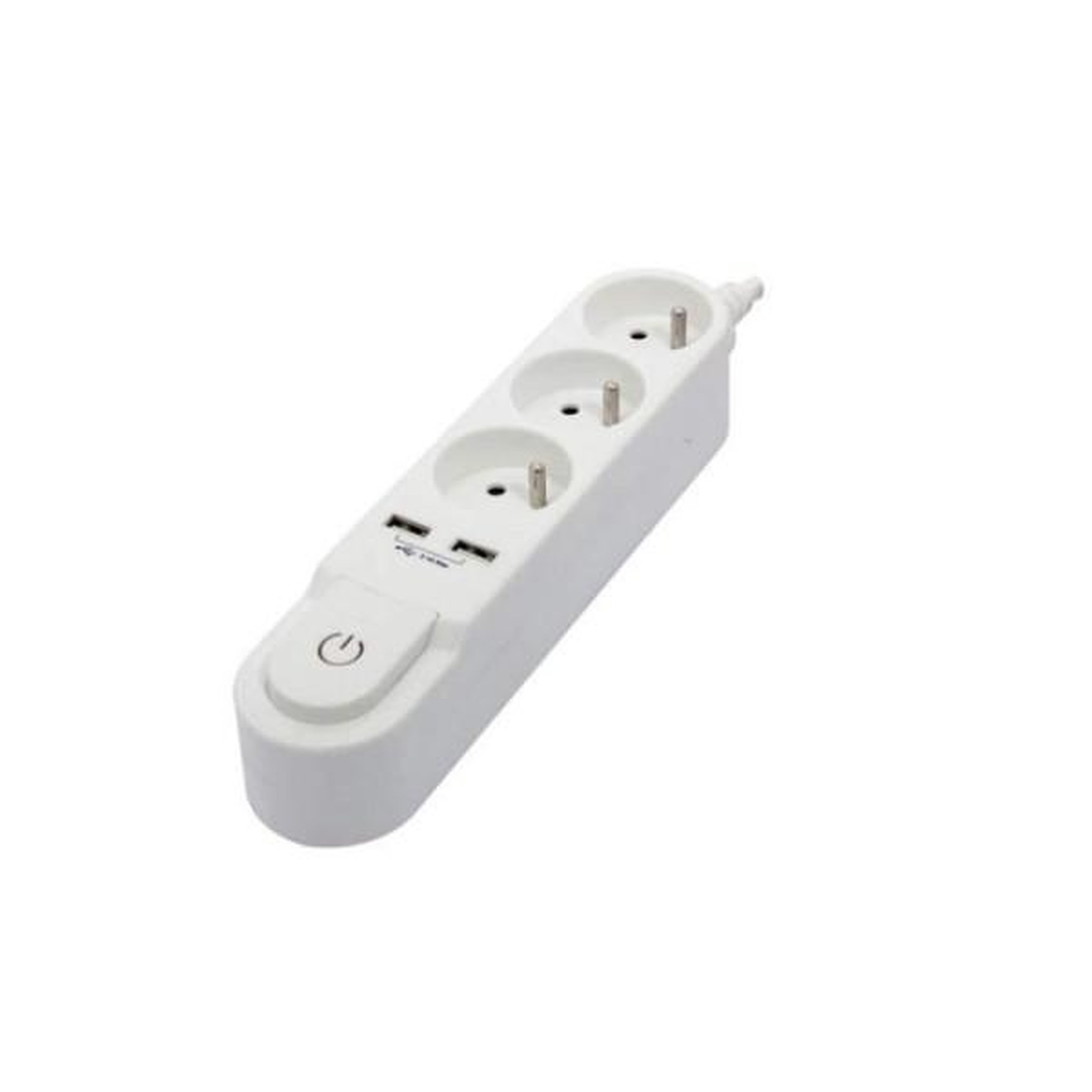 CHACON Chacon bloc multiprise avec interrupteur 3 prises 16 a et 2 sorties usb 2 a, câble 1,5 m blanc