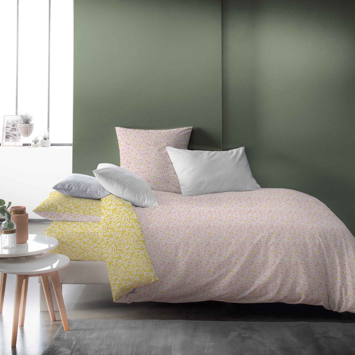 Parure housse de couette florale polyester recycle et coton MISANTE