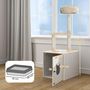 Voir la diapositive 3 : PAWHUT Arbre à chat maison de toilette 2 en 1 - H.129 cm - porte tête de chat - plateforme panier observation - blanc crème