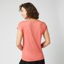 Voir la diapositive 2 : INEXTENSO T-shirt manches courtes col v à dentelles rose femme