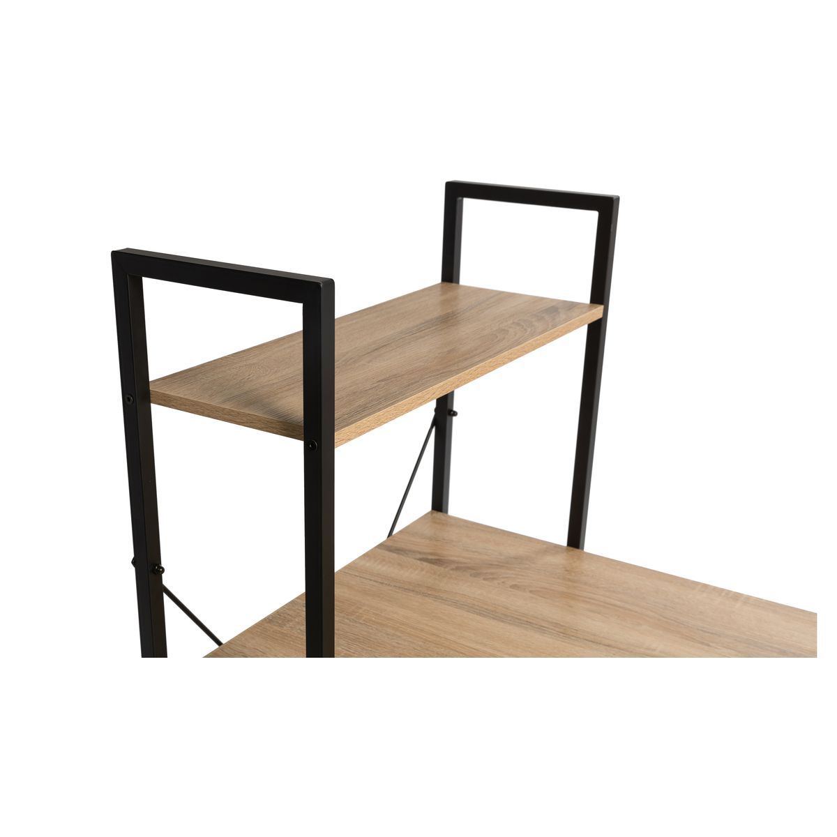 Bureau droit style industriel avec étagères de rangement L120cm HOUSTON