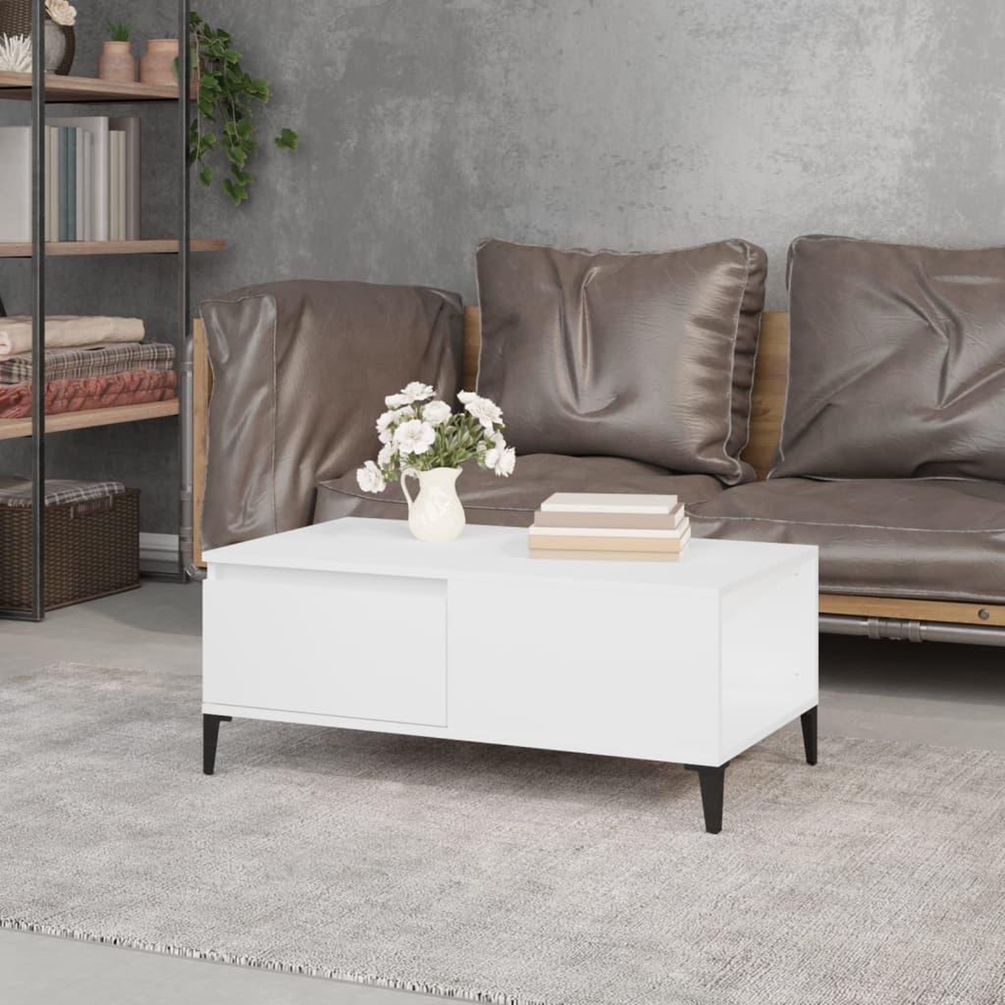 Voir la diapositive 3 : VIDAXL Table basse Blanc 90x50x36,5 cm Bois d'ingenierie