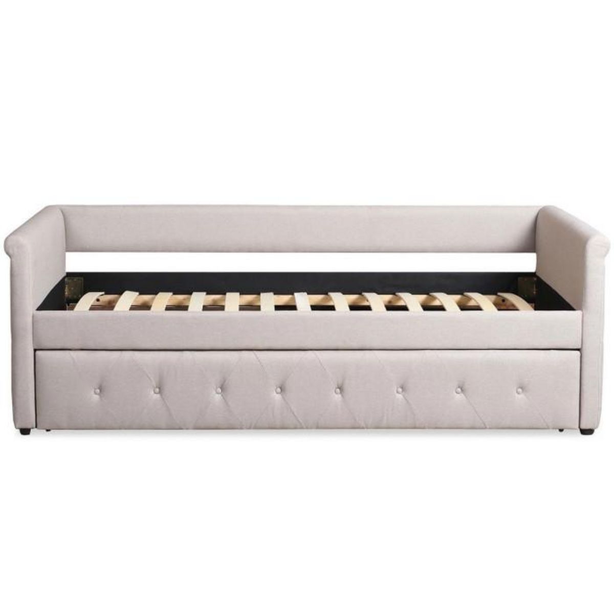 Paris Prix Lit Gigogne Capitonné  Antille  90x190cm Beige