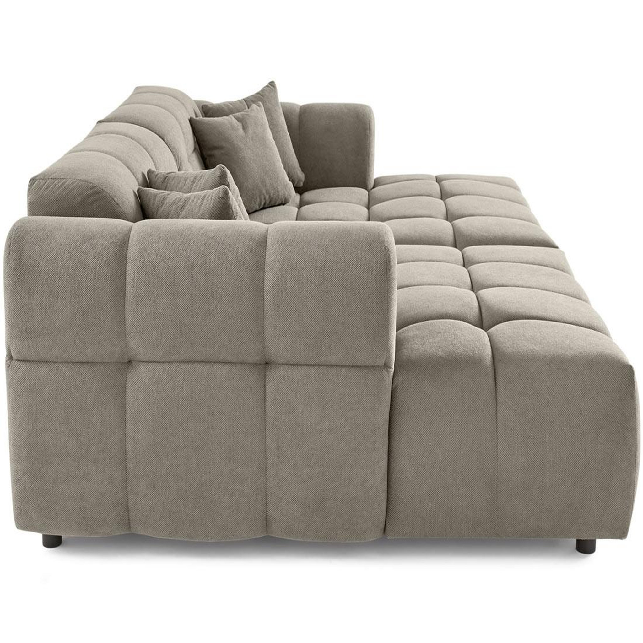 Voir la diapositive 4 : BEST MOBILIER Ray - canapé droit 4 places avec double méridienne - assise profonde - en tissu texturé