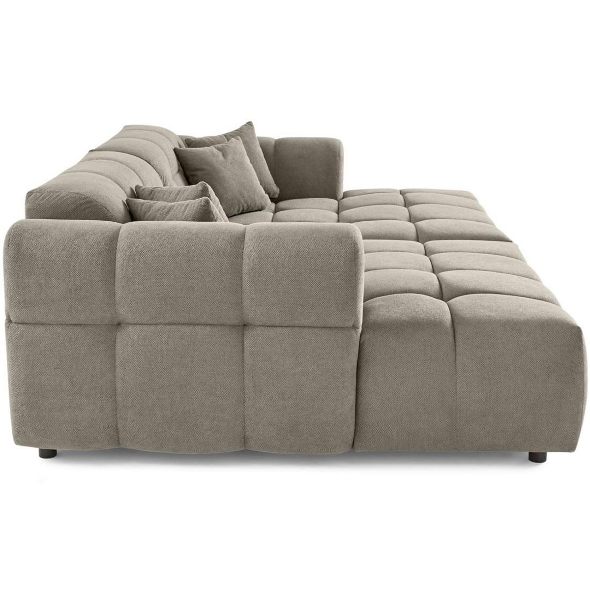 LISA DESIGN Ray - canapé droit 4 places avec double méridienne - assise profonde - en tissu texturé