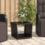 Voir la diapositive 1 : VIDAXL Table a the dessus en verre Noir Resine tressee verre trempe