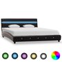 VIDAXL Cadre de lit avec LED Noir Similicuir 140 x 200 cm