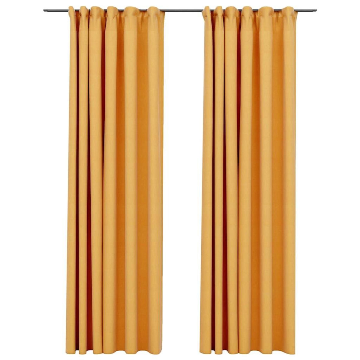 VIDAXL Rideaux occultants aspect lin et crochets 2 pcs Jaune 140x225cm