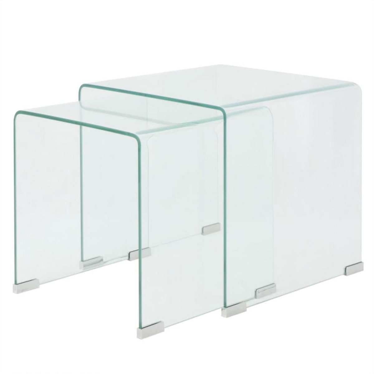 VIDAXL Ensemble de tables gigognes 2 Pieces Verre trempe Transparent