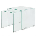 VIDAXL Ensemble de tables gigognes 2 Pieces Verre trempe Transparent