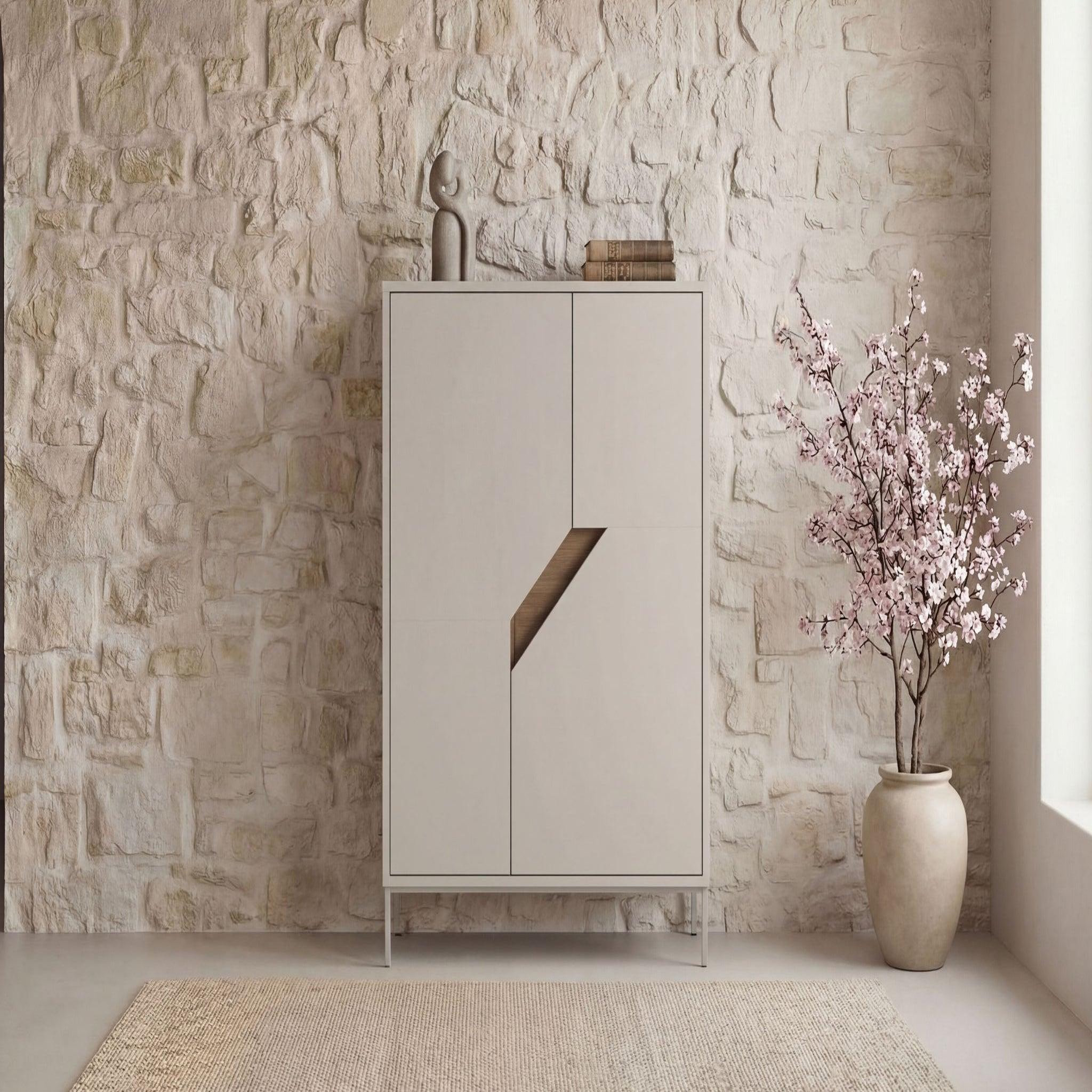 Voir la diapositive 2 : CASANOVA PARIS Dalia - commode 2 tiroirs 85cm en mélamine - beige