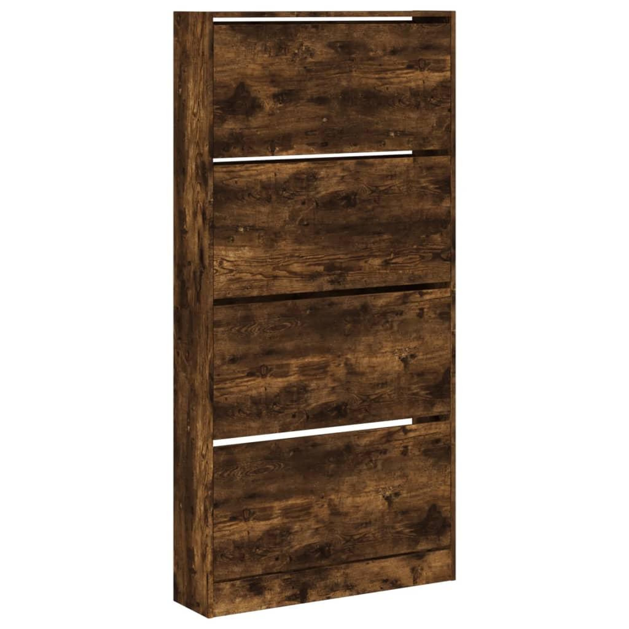 Voir la diapositive 2 : VIDAXL Armoire a chaussures 4 tiroirs rabattables chene fume