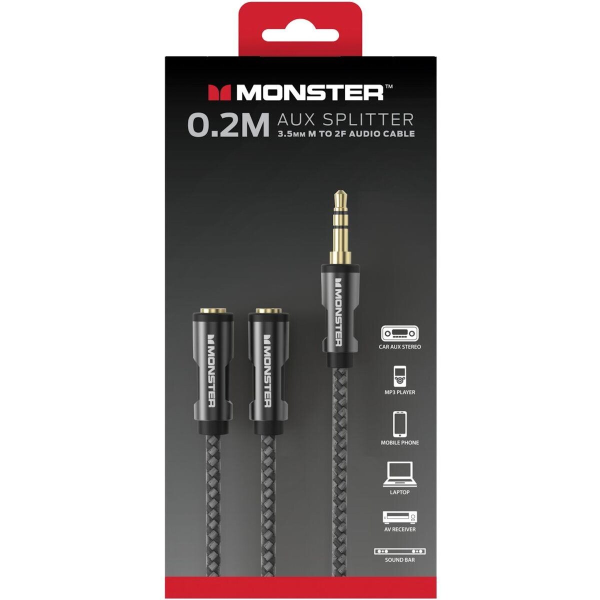 Monster Cable Câble Jack REPARTITEUR JACK 3.5 MM M/2F 0.15M